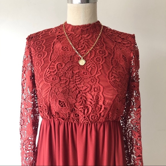 ASOS Women’s Rust Lace Maxi Maternity Dress 4 XS - Picture 3 of 14